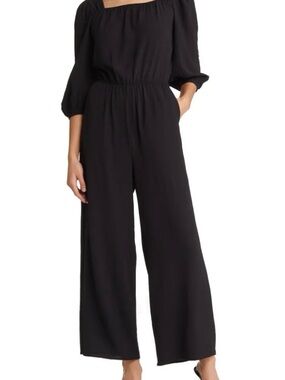 Nordstrom Fraice by J  Large Jumpsuit with Square Neck, bubble sleeves, pockets!